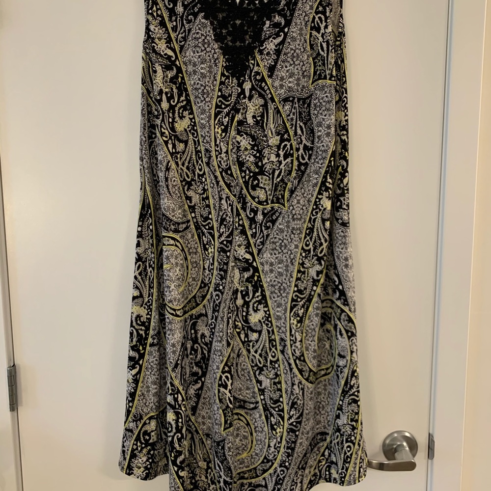 Black patterned Matte jersey dress, sz XL. EUC!